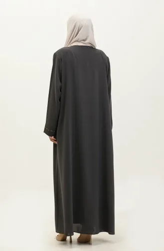 Groot Formaat Abaya Met Verborgen Ritssluiting 5068-06 Gerookt 5068-06