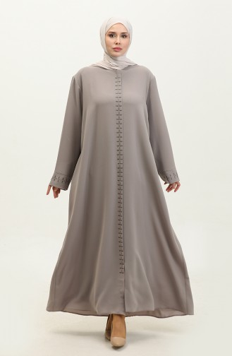 Large Size Hidden Zipper Abaya 5068-07 Mink 5068-07