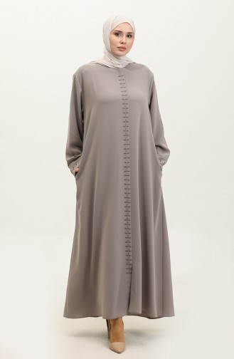 Large Size Hidden Zipper Abaya 5068-07 Mink 5068-07