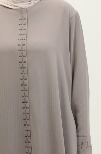 Große Abaya Mit Verstecktem Reißverschluss 5068-07 Nerz 5068-07