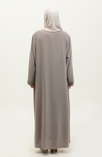 Große Abaya Mit Verstecktem Reißverschluss 5068-07 Nerz 5068-07