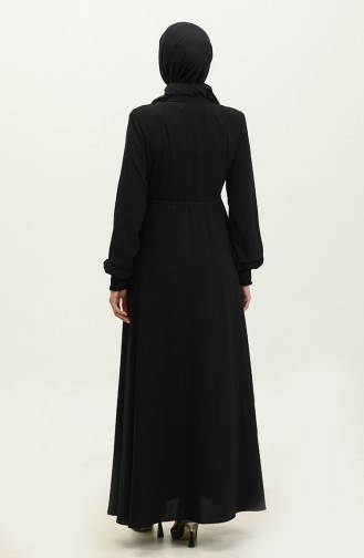 Abaya Mevlana Détail Dentelle 5069-01 Noir 5069-01