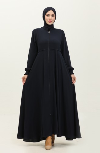 Lace Detailed Mevlana Abaya 5069-02 Dark Blue 5069-02