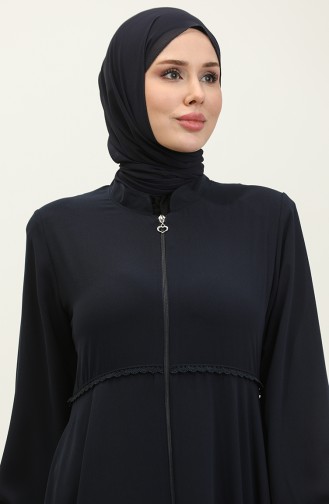 Lace Detailed Mevlana Abaya 5069-02 Dark Blue 5069-02