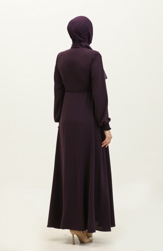 Lace Detailed Mevlana Abaya 5069-04 Plum 5069-04