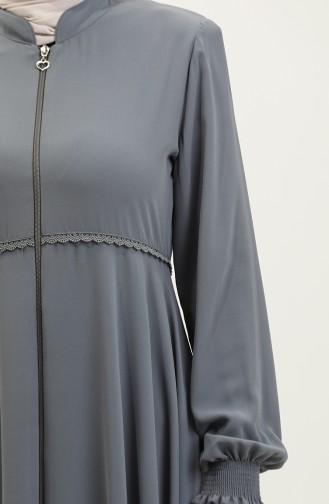 Spitze Detaillierte Mevlana Abaya 5069-05 Grau 5069-05