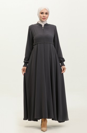 Lace Detailed Mevlana Abaya 5069-06 Smoked 5069-06