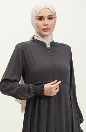 Lace Detailed Mevlana Abaya 5069-06 Smoked 5069-06