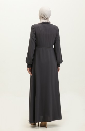 Lace Detailed Mevlana Abaya 5069-06 Smoked 5069-06