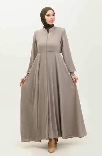 Abaya Mevlana Détail Dentelle 5069-07 Vison 5069-07