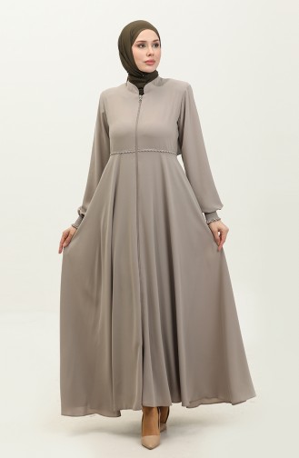 Spitze Detaillierte Mevlana Abaya 5069-07 Nerz 5069-07