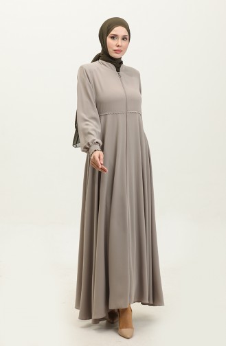 Lace Detailed Mevlana Abaya 5069-07 Mink 5069-07