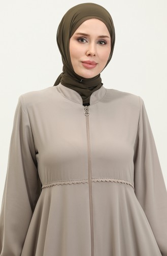 Spitze Detaillierte Mevlana Abaya 5069-07 Nerz 5069-07