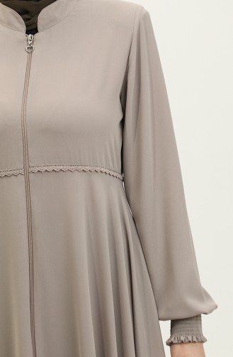 Spitze Detaillierte Mevlana Abaya 5069-07 Nerz 5069-07