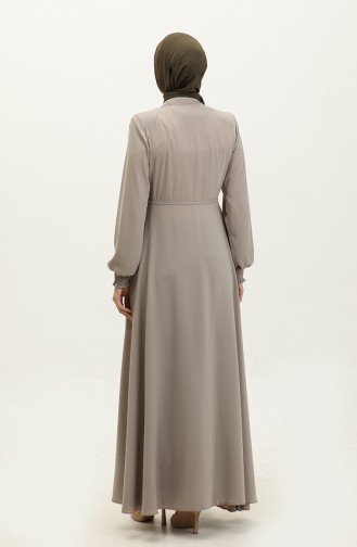 Kant Gedetailleerde Mevlana Abaya 5069-07 Mink 5069-07