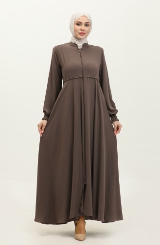 Lace Detailed Mevlana Abaya 5069-08 Coffee With Milk 5069-08