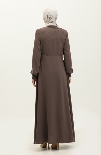 Lace Detailed Mevlana Abaya 5069-08 Coffee With Milk 5069-08