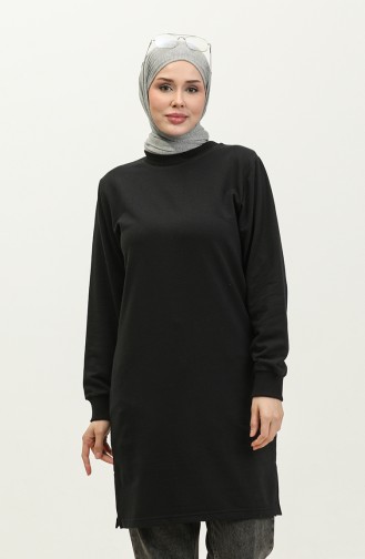 Sıfır Yaka Sweatshirt 23125-01 Siyah