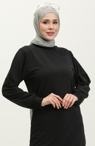 Sıfır Yaka Sweatshirt 23125-01 Siyah