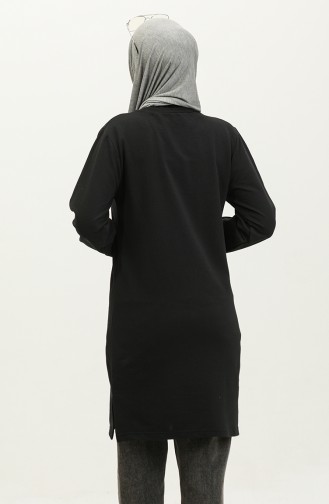 Sıfır Yaka Sweatshirt 23125-01 Siyah