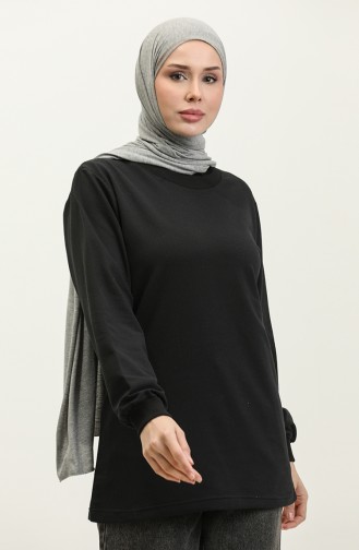 Sıfır Yaka Sweatshirt 23126-01 Siyah