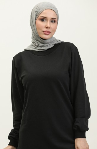 Sıfır Yaka Sweatshirt 23126-01 Siyah