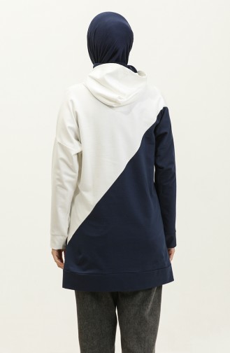 Sweatshirt Met Capuchon 23128-02 Marineblauw Ecru 23128-02