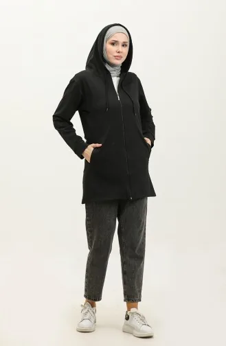 Kapüşonlu Sweatshirt 23130-01 Siyah