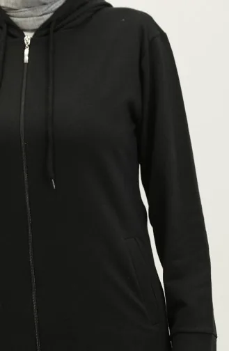 Kapüşonlu Sweatshirt 23130-01 Siyah