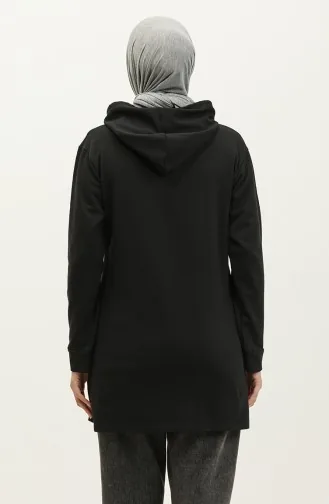 Kapüşonlu Sweatshirt 23130-01 Siyah
