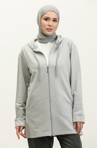 Kapüşonlu Sweatshirt 23130-02 Gri