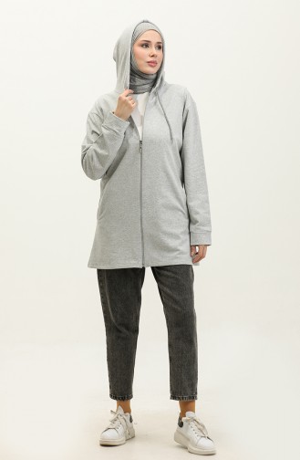 Kapüşonlu Sweatshirt 23130-02 Gri