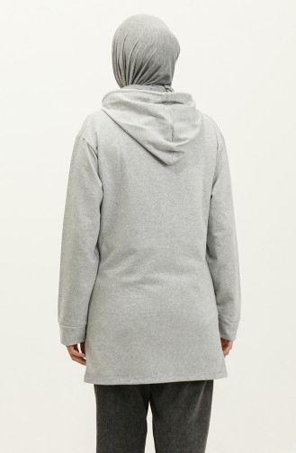 Kapüşonlu Sweatshirt 23130-02 Gri