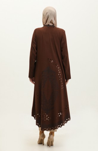 Lace Detailed Suede Cape Brown K140 776