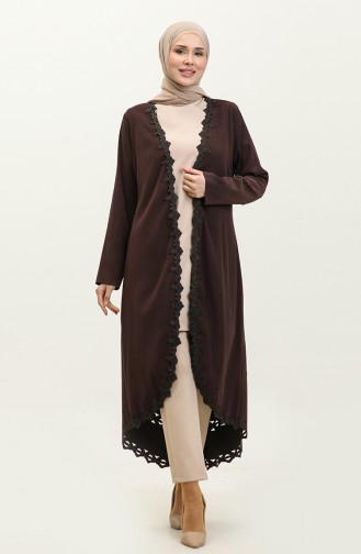 Lace Detailed Suede Cape Plum K140 778