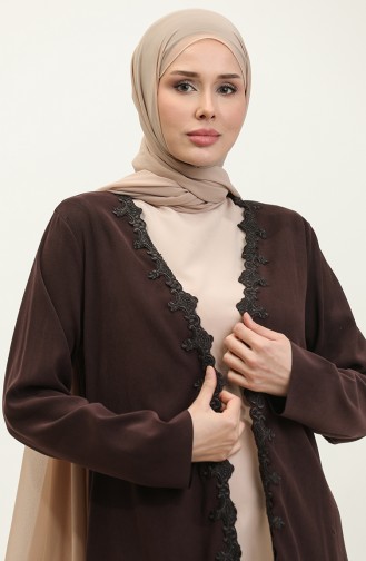 Lace Detailed Suede Cape Plum K140 778