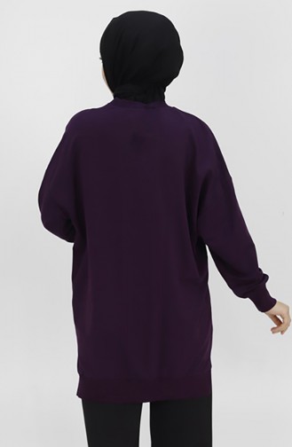 Score 2 Thread Fabric Stone And Embroidery Detailed Sweatshirt 10346-03 Purple 10346-03