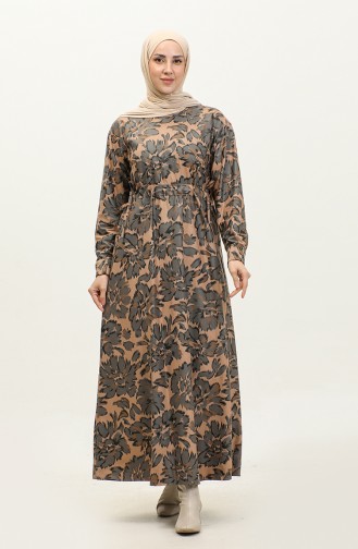 Patterned Suede Dress Smoked 7697 759