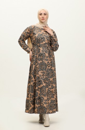 Patterned Suede Dress Smoked 7697 759