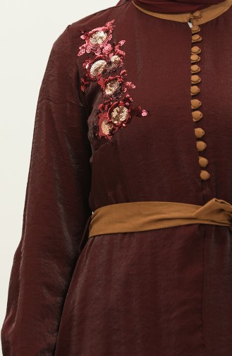 Sequin Detailed Tunic Claret Red T1034 730
