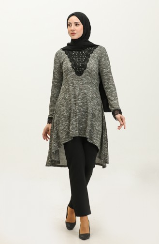 Lace Detailed Knitwear Tunic Green T1005 734