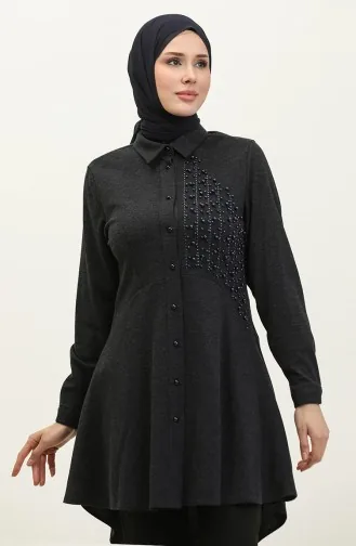 Taş Detaylı Tunik Lacivert T1016