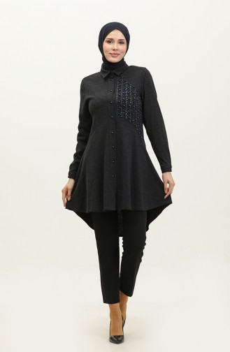Taş Detaylı Tunik Lacivert T1016