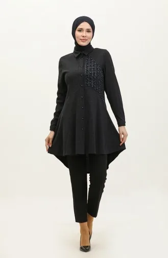 Taş Detaylı Tunik Lacivert T1016