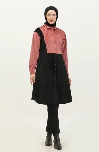 Buttoned Ribbed Tunic Pink T1392 757