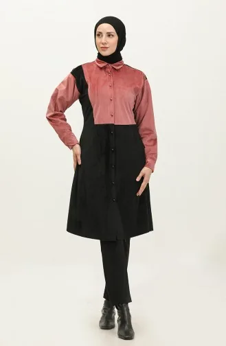Geribbelde Tuniek Met Knopen Roze T1392 757