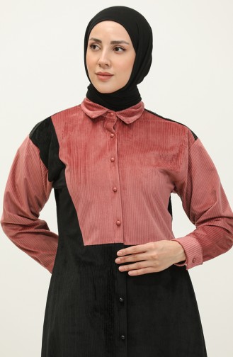 Gerippte Tunika Mit Knöpfen Rosa T1392 757