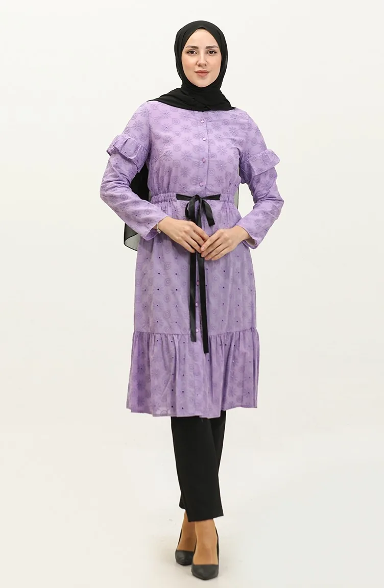 Belden Lastikli Tunik Lila T1532