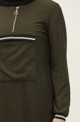 Front Pocket Detailed Tunic Khaki T1406 786