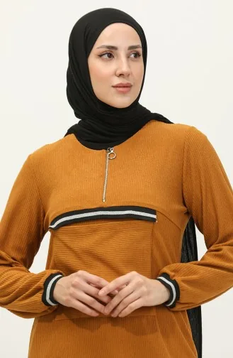 سترة بجيب أمامي مفصلة الخردل T1406 787